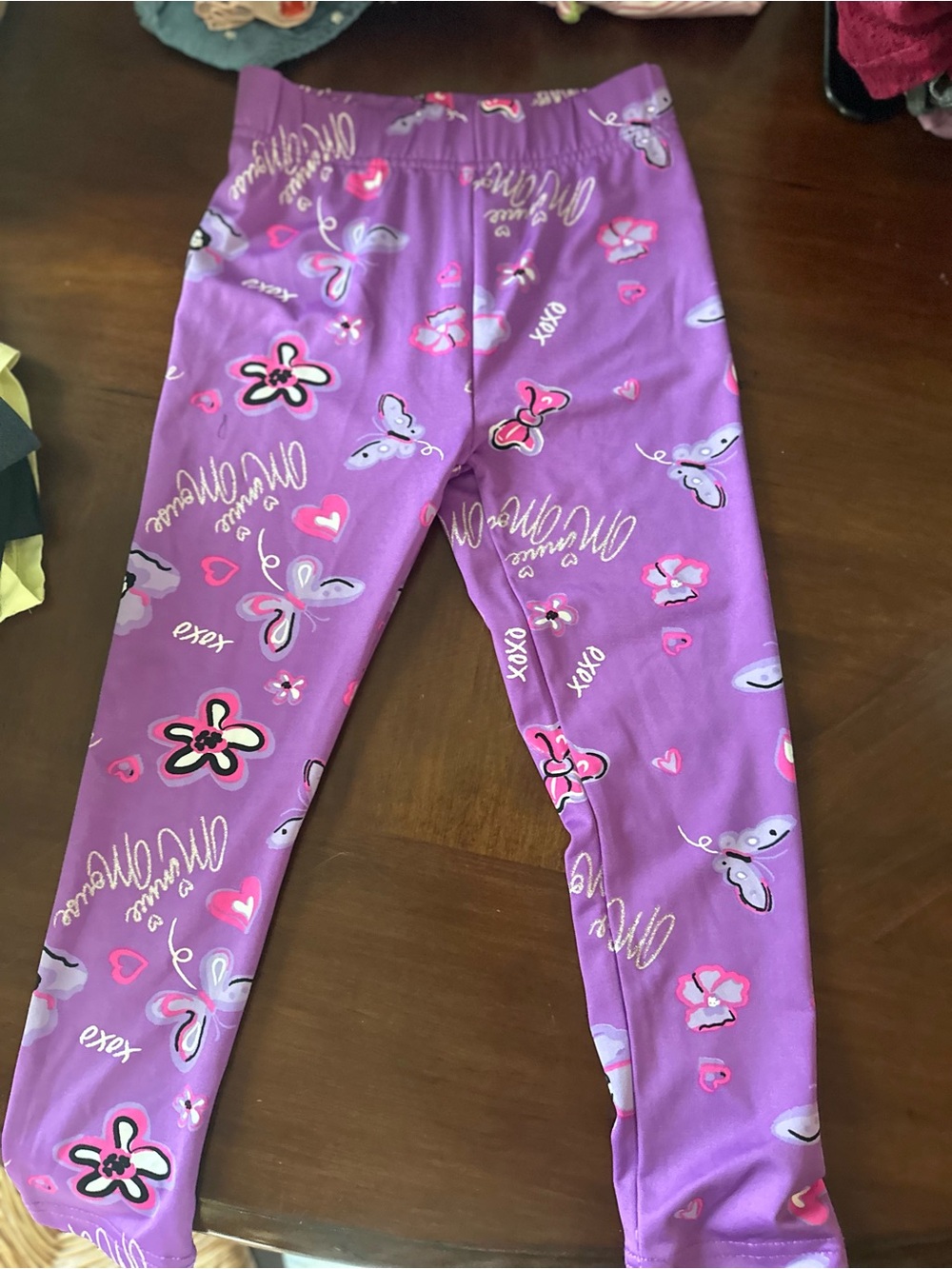 Disney Purple Butterfly & Heart Print Girls Leggings